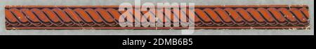 Bordüre, Blockdruck auf Papier, Bordüre mit verdrehtem Muster in Orange auf dunklem Grund., H# 619, Frankreich, 1835–1900, Wandbeläge, Bordüre Stockfoto