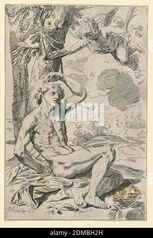 St. Sebastian, Simone Cantarini, Italienisch, 1612 - 1648, Radierung auf Papier, Italien, ca. 1640, Drucken Stockfoto