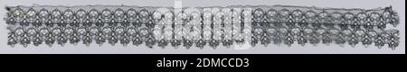 Bekantung, Medium: Baumwolle Technik: Maschine gemacht, zwei Stücke von schwarzen Baumwoll-Spitze Einfassung durch das Nähen zwei schmale Streifen zusammen gebildet. Chantilly-Stil konventionalisiert floralen Muster., Frankreich, 19. Jahrhundert, Spitze, Kanten Stockfoto