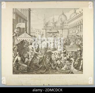 Friedrich Barbarossa und Papst Alexander III., Julius Caesar Thaeter, deutsch, 1804 - 1870, Stahlstich auf Papier, Europa, 1804-1870, Druck Stockfoto