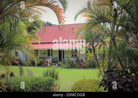 Norfolk Island, Old Bailey Homestead (Vorderseite) Pitcairn Settlers Village. Stockfoto