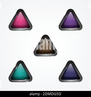 Design-Vektor-Dreieck-Taste für Web-Symbol festlegen. Web glänzende Knöpfe. Vektorgrafik EPS.8 EPS.10 Stock Vektor