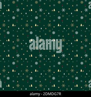 Weihnachtlicher Pullover im nahtlosen Muster mit Weihnachtsbäumen und Schneeflocken Grüner Hintergrund Stock Vektor