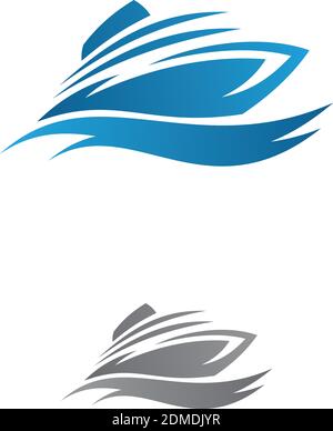 Luxury speed boat vector concept design on the ocean with simple blue wave. Creative ocean ship graphic symbol. Vector illustration EPS.8 EPS.10 Stock Vektor