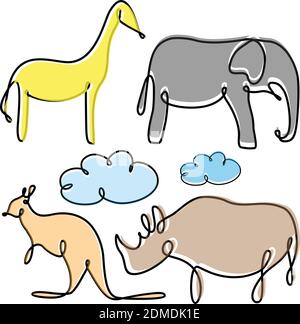 Beste kreative bunte Illustration Set Tier Konzept Design. Einfache Tierwelt. Vektorgrafik EPS.8 EPS.10 Stock Vektor