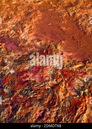 Nahaufnahme der orangen Sandsteinklippe, Gantheaume Point, Broome, Western Australia Stockfoto