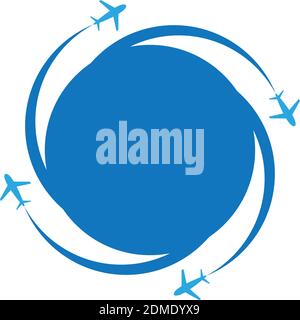 Swirl Business Travel Vektor Design Emblem mit blauer Farbe. Logo-Vorlage für Geschwindigkeitsvektor. Vektorgrafik EPS.8 EPS.10 Stock Vektor