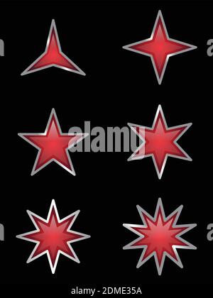 Set von einigen Variation geformte Sterne Zeichen Symbol-Taste auf dem schwarzen Hintergrund. Einige Variation Sterne Konzept Design. Vektorgrafik EPS.8 EPS.10 Stock Vektor