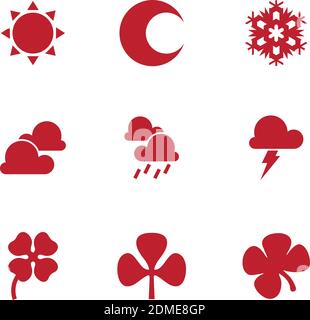 Flaches Design Vektor Wetter Symbole Design-Elemente auf dem weißen Hintergrund. Flacher Stil mit Symbolen. Vektorgrafik EPS.8 EPS.10 Stock Vektor