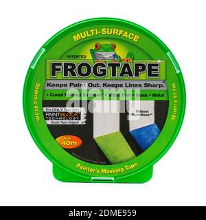 SWINDON, UK - DECEMBER 15, 2020: Multi-Surface Frogtape -  Painters Masking Tape on a white background. Stock Photo