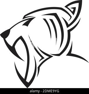 Kreative Silhouette Illustration Tribal Vektor Kopf Panther Design-Konzept. Einfache Tierwelt. Vektorgrafik EPS.8 EPS.10 Stock Vektor