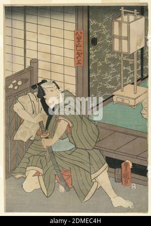 Der Schauspieler Yae Misazo, Utagawa Kunisada, japanisch, 1786 – 1864, Holzschnitt (Ukiyo-e) auf Maulbeerpapier (washi), Tusche mit Farbe, Japan, 1858, Theater, Druck Stockfoto