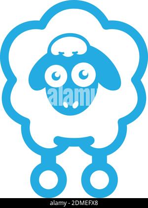 Symbol „Cloud Sheep“. Flache Abbildung des blauen Schafs Vektor-Symbol Stock Vektor