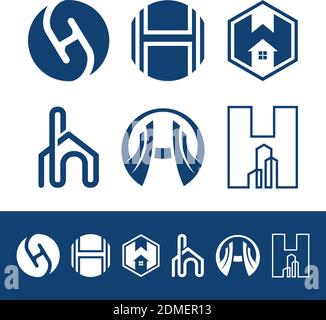 H Brief Eigentum und Bau Logo-Design für Unternehmen Corporate Zeichen. Immobilien Vektor Logo Design Illustration Stock Vektor