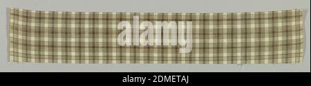 Textil, Medium: Baumwolle Technik: Leinwandbindung, Fragment von Gingham in schwarz und weiß., USA, 1850–1900, gewebte Textilien, Textil Stockfoto