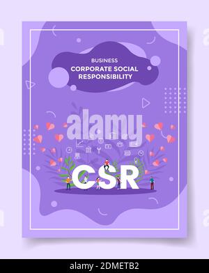 business corporate social responsibility csr people around word csr for template of banners, flyer, books cover, magazines with liquid shape style vec Stockfoto