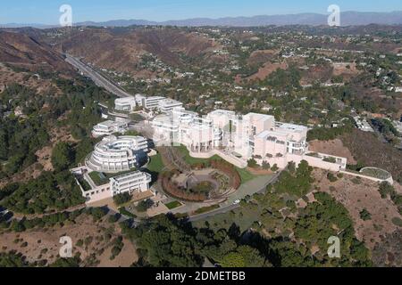 Eine Luftaufnahme des Getty Center, Dienstag, 15. Dezember 2020, in Los Angeles. Stockfoto