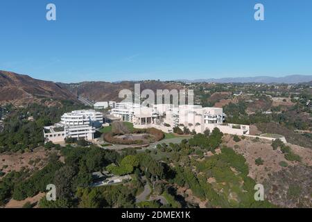 Eine Luftaufnahme des Getty Center, Dienstag, 15. Dezember 2020, in Los Angeles. Stockfoto