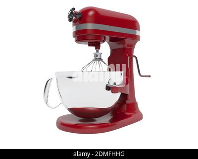 Mechanischer Mixer für die Küche 3d-Rendering auf weißem Hintergrund Kein Schatten Stockfoto