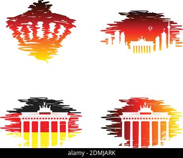 Symbol für die Vektorlinie Berlin Deutschland. Abstraktes wahrzeichen berlins. Piktogramm Brandenburger Tor. Vektorgrafik EPS.8 EPS.10 Stock Vektor