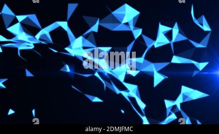 Abstraktes blaues Polygon-Muster mit Streulicht.futuristisches Hintergrundkonzept Stockfoto