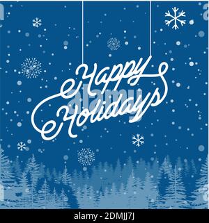 Abstrakte Vektor-Illustration des Winters mit Text Happy Holidays. Winterurlaub blauer Hintergrund. Vektorgrafik EPS.8 EPS.10 Stock Vektor