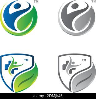 Gesundheit Leben Ernährung Logo Design Vorlage Vektor. Vektorgrafik EPS.8 EPS.10 Stock Vektor