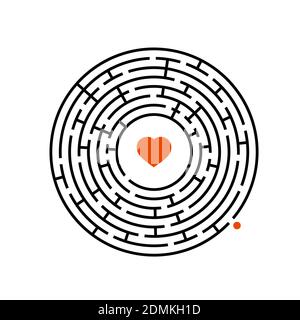 Abstraktes rundes Labyrinth. Spiel für Kinder. Puzzle für Kinder. Ein Eingang, ein Ausgang. Labyrinth-Rätsel. Flache Vektorgrafik Stock Vektor