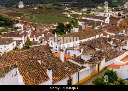 Obidos, Portugal - 13 December 2020: view of the picturesque village of Obidos in central Portugal Stock Photo