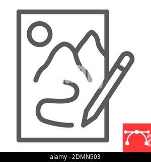 Skizzieren Linie Symbol, Skizze und Designer, Papier und Bleistift Zeichen Vektorgrafiken, editierbare Kontur linearen Symbol, eps 10. Stock Vektor