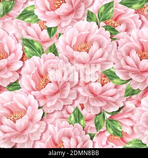 Schöne nahtlose Hintergrund mit rosa Blumen. Federnahtloses Muster Stockfoto