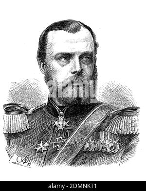 Prinz Friedrich Wilhelm Nikolaus Albrecht von Preußen, 8. Mai 1837 - 13. September 1906, war ein preußischer Feldmarschall General / Prinz Friedrich Wilhelm Nikolaus Albrecht von Preußen, 8. 1837. - 13. Mai. September 1906, war ein preußischer Generalfeldmarschall, Historisch, historisch, digital verbesserte Reproduktion eines Originals aus dem 19. Jahrhundert / digitale Reproduktion einer Originalvorlage aus dem 19ten Jahrhundert. Jahrhundert, Stockfoto