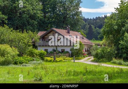 Idyllische ländliche Landschaft rund um Wiesenfelden im Bayerischen Wald bei Sommerzeit Stockfoto