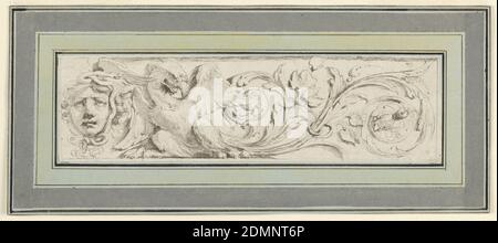 Entwurf für einen Drachenfries, Carlo Bianconi, italienisch, 1732–1802, Feder und Tusche, mit Graphitspuren auf Papier, Italien, Mitte 18. Jahrhundert, Zeichnung Stockfoto