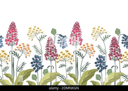 Vektor floral nahtlose Grenze, Muster. Frühling, Sommer Blumen. Stock Vektor