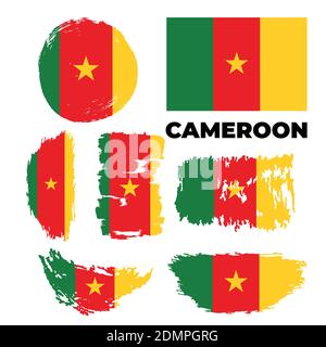 Artistic grungy watercolor brush flag of Cameroon country. Stock Vektor