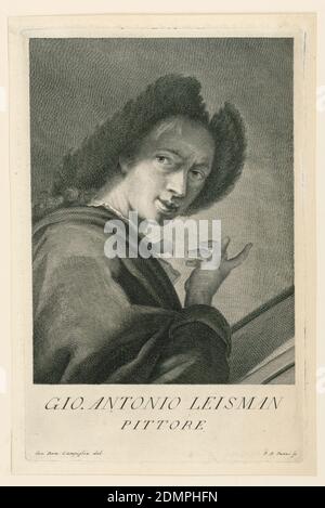 Porträt von Johann A. Lisman, Antonio Pazzi, italienisch, 1706 - nach 1768, Gravur auf Papier, Italien, ca. 1750, Drucken Stockfoto