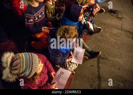 Pop-up Street Panto: Die Scrooge. Walthamstow E17 2019 Stockfoto