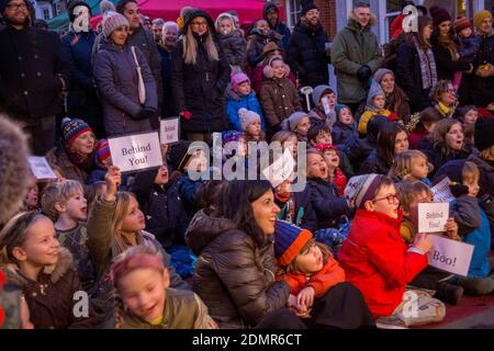 Pop-up Street Panto: Die Scrooge. Walthamstow E17 2019 Stockfoto