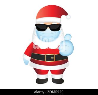 Santa Claus Vektor-Illustration isoliert auf weißem Hintergrund. Santa emoji. Emoticon Maskieren. Weihnachtsmann Smiley. Maske Gesicht Emoji. Daumen hoch Emoticon. Stock Vektor