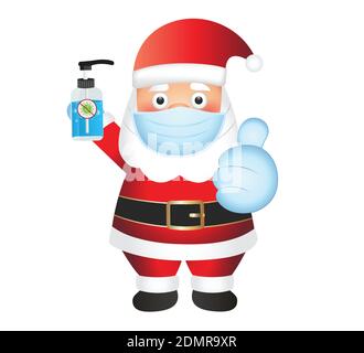 Santa Claus Vektor-Illustration isoliert auf weißem Hintergrund. Santa emoji. Emoticon Maskieren. Weihnachtsmann Smiley. Maske Gesicht Emoji. Daumen hoch Emoticon. Stock Vektor