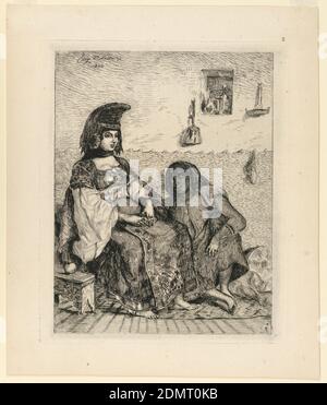 A Jewish Woman of Algier, Eugène Delacroix, French, 1798 - 1863, Radierung auf Papier, France, 1833, Print Stockfoto