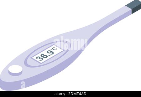 Symbol für digitales Thermometer der Anzeige. Isometrisches Symbol des digitalen Thermometer-Indikators für Webdesign isoliert auf weißem Hintergrund Stock Vektor