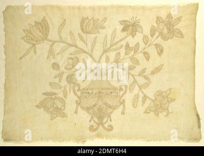 Sampler, Irene Fanilli, Medium: Leinen Technik: Kette, Satin, Schatten- und Zugstichnähte auf Leinwandbindung, Design einer Vase mit Blumen., Italien, Anfang des 19. Jahrhunderts, Stickereien & Nähte, Sampler Stockfoto