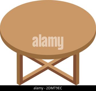 Round wooden table icon. Isometric of round wooden table vector icon for web design isolated on white background Stock Vektor