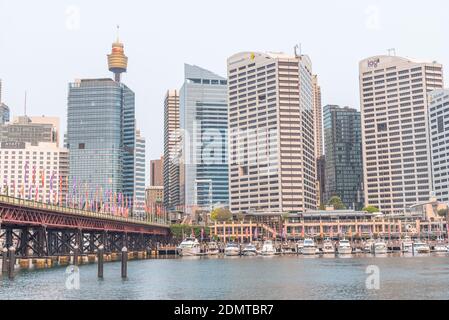 SYDNEY, AUSTRALIA, DECEMBER 30, 2019: Cityscape of Sydney viewed from Darling Habrour, Australia Stock Photo