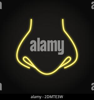 Neonnase-Ikone im Line-Style. Sinnesorgan-Symbol, frontale Ansicht. Vektorgrafik. Stock Vektor