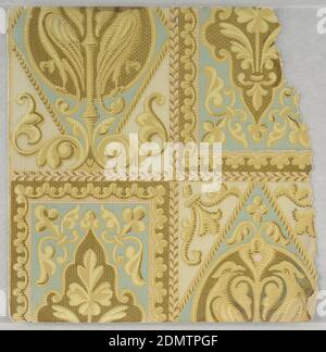 Seitenwand-Muster, maschinenbedruckt auf Papier, fragmentarische Tapeten aus Musterbuch, inklusive ästhetischer und anglo-japanesischer Entwürfe., 72 Seiten Muster., USA, 1880–90, Wallcoverings, Sidewall-Muster Stockfoto