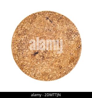 used round cork pad for hot dishes isolated on white background Stock Photo