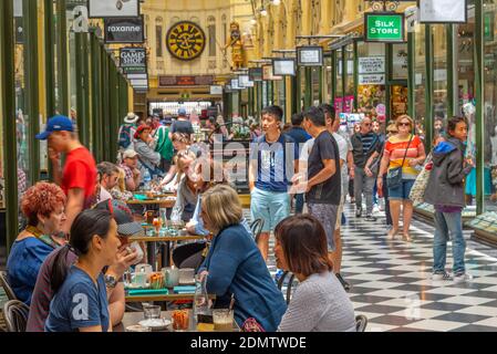 MELBOURNE, AUSTRALIA, DECEMBER 31, 2019: People are strolling through the royal arcade in Melbourne in center of Melbourne, Australia Stock Photo